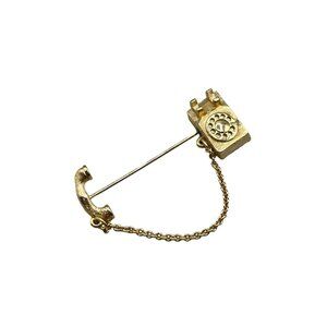 Vintage Avon Rotary Phone Stick Pin Gold Tone Iconic Classic Popular Design